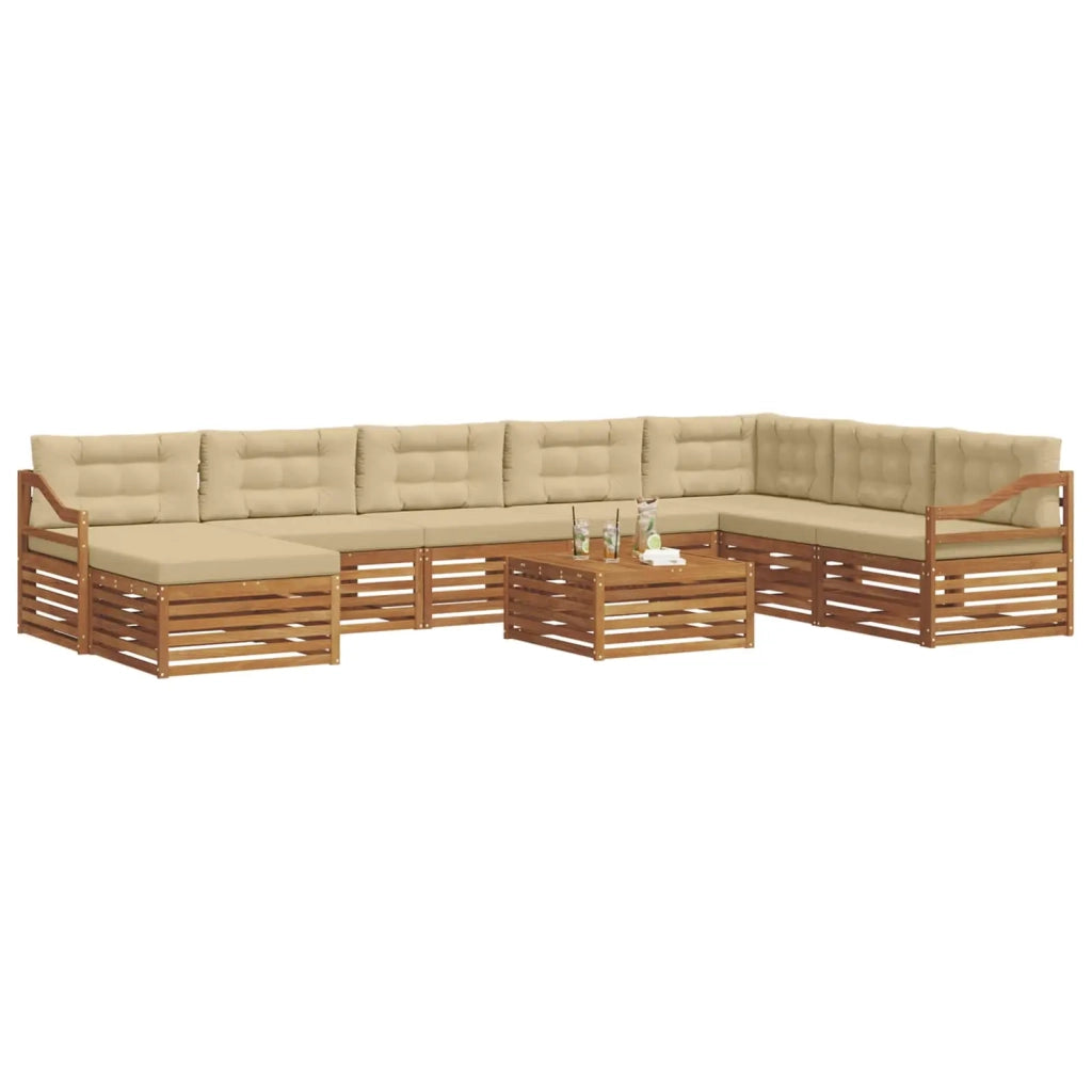 Set di divani da esterno con cuscino 9 pcs Naturale e Beige 3373998