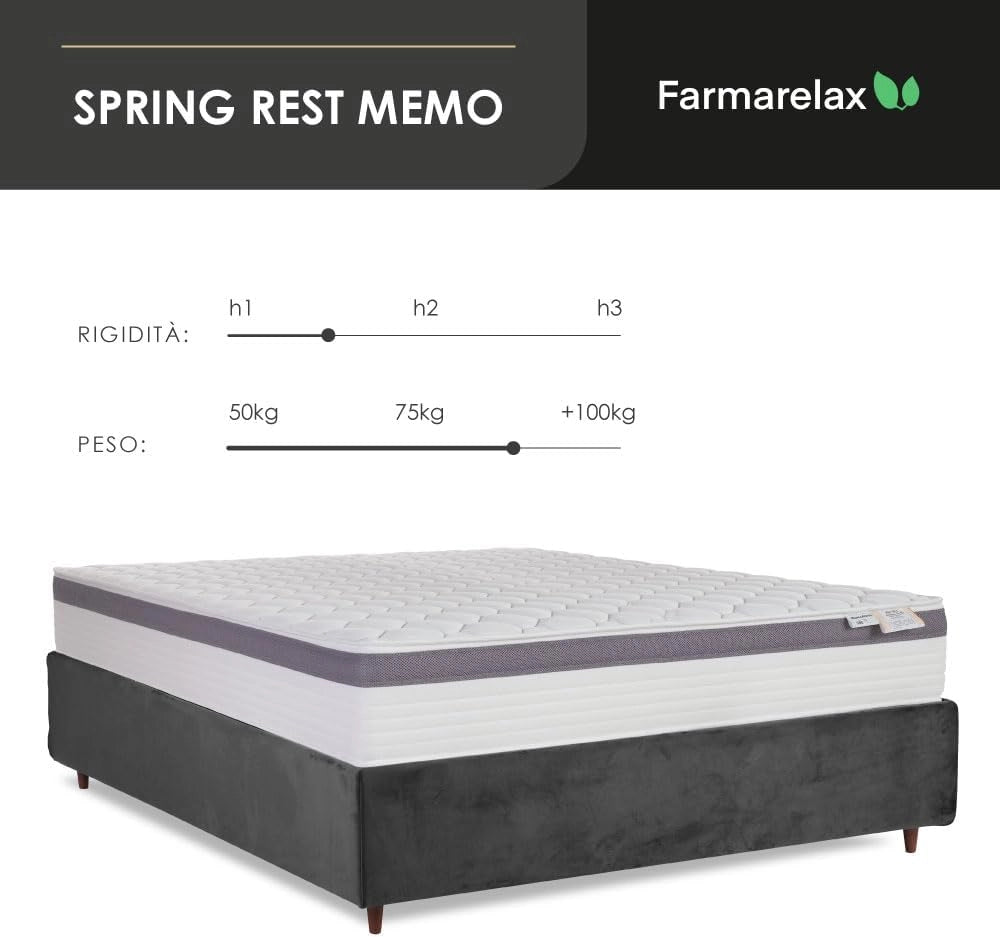Materasso molle insacchettate e memory massaggiante adattivo 120x190 h26 doppio comfort Farmarelax