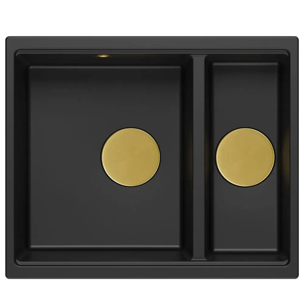 Lavello In Granito Logan 150 Black Tappo rame spazzolato