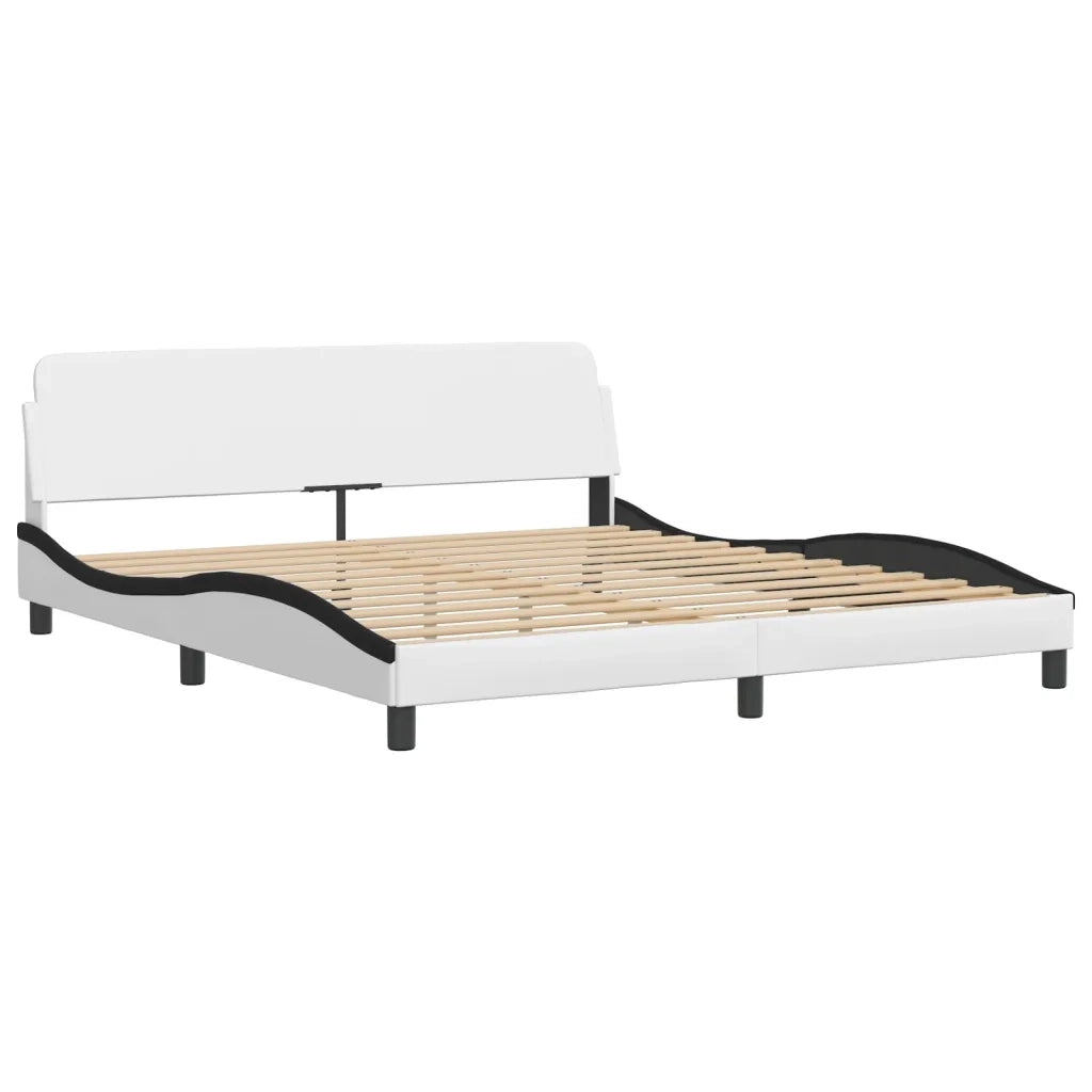 Giroletto Viana con LED senza Materasso-Struttura Letto Bianco e Nero 180x200 cm