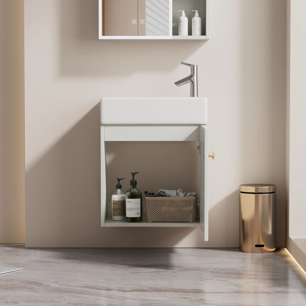 LAVABO Bagno con mobile in MDF Bianco e lavabo in ceramica