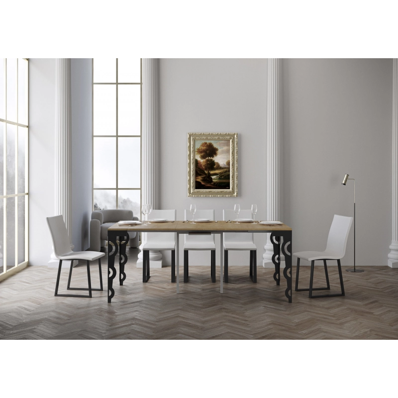 Consolle allungabile 90x40/196 cm Karamay Small Evolution telaio Antracite - Quercia Natura