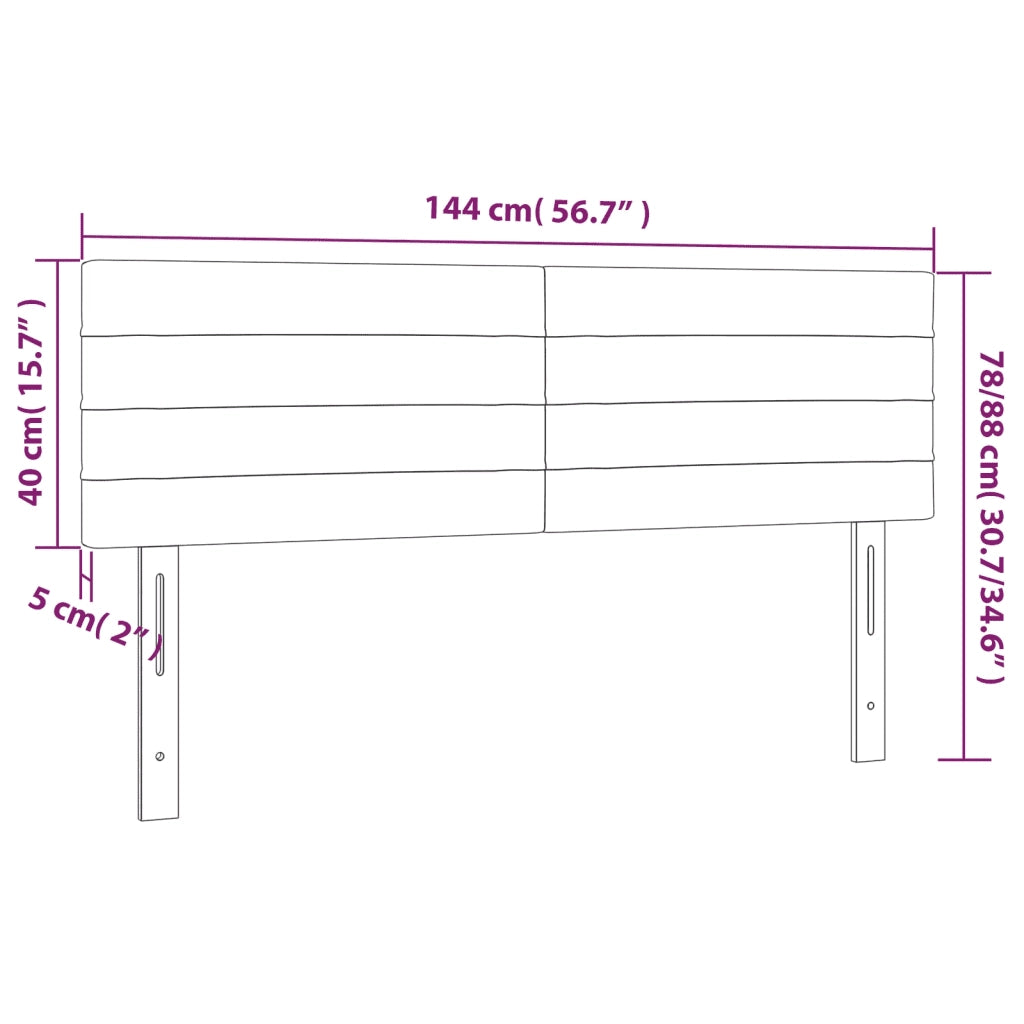 Testiera a LED Grigio Scuro 144x5x78/88 cm in Velluto 3121801