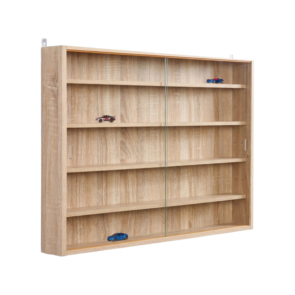 Mobile Espositore Gromo, Vetrina 4 Ripiani, 60x80x10h cm Marrone Rovere