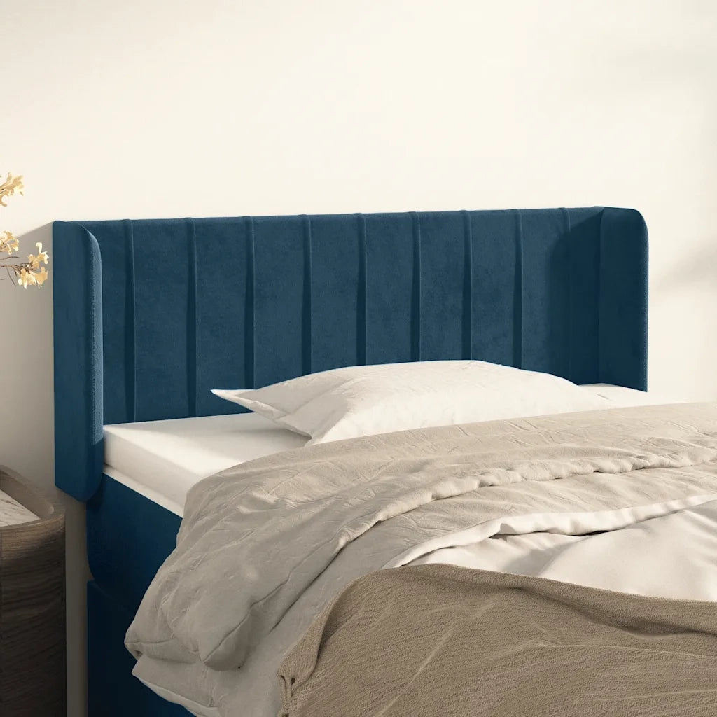 Testiera | Testata ad Orecchio Blu Scuro 83x16x78/88 cm in Velluto
