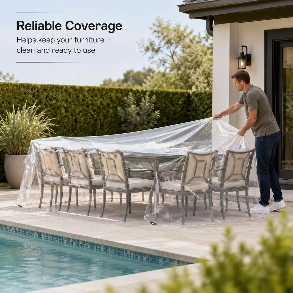 Telo trasparente con occhielli, 5x5 m, in PVC, robusto e resistente, ideale per esterni, giardino e piscina