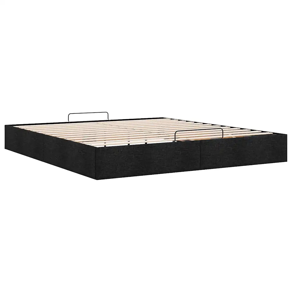 Struttura Letto Pouf senza Materasso Nero 160x200 cm in Tessuto 3310891