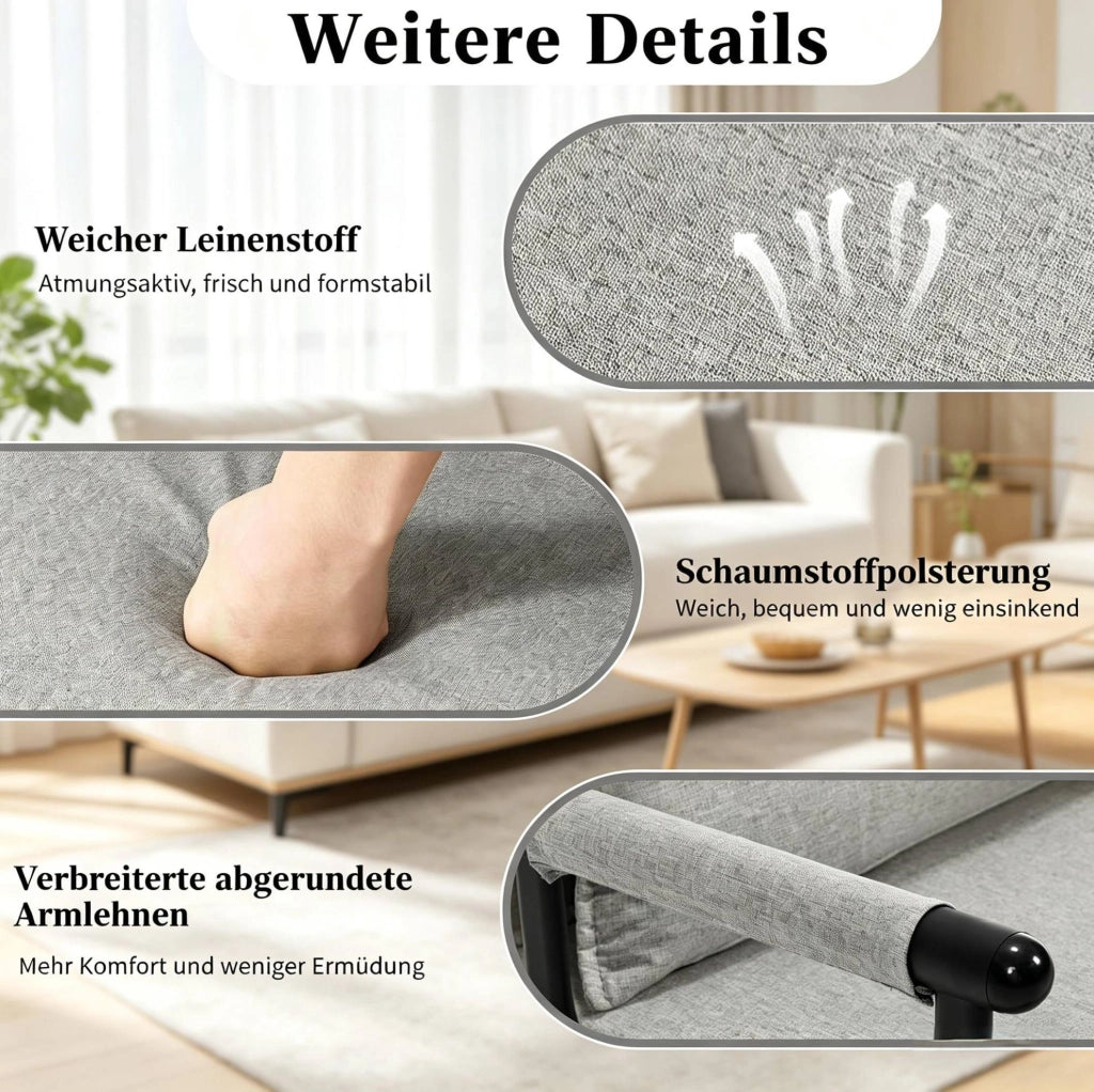 Poltrona Letto Pieghevole con Schienale Regolabile e Struttura in Metallo, 3 in 1 Divano, Poltrona e Letto, 65x78x75 cm
