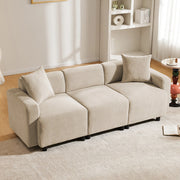 Divano 3 posti in tessuto Chenille con cuscini decorativi, design moderno, 211x67x71 cm