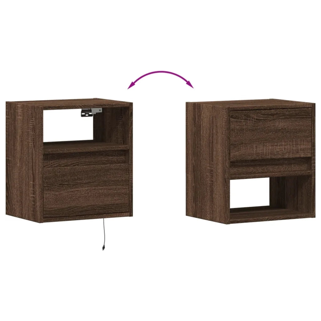 Mobile TV a Parete | Armadietto TV | Mobile Porta TV con Luci LED Rovere Marrone 41x31x45 cm