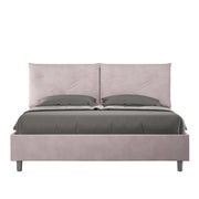 BS COM Letto queen size con rete imbottito 150x200 microfibra glicine Large