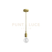 GSO072- PENDENTE FLUTE CAVO IN STOFFA E ROSONE OTTONE 1 LUCE ATTACCO E27 D.4,2CM