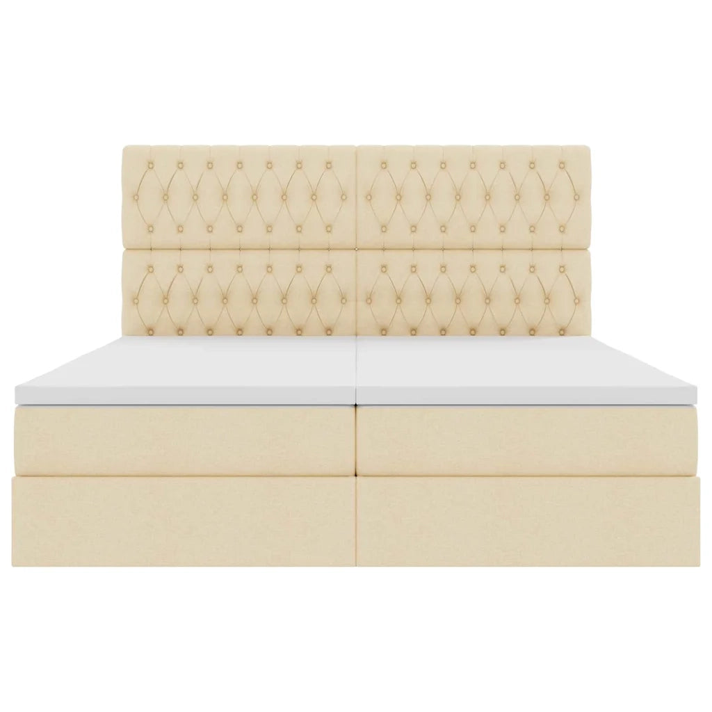 Letto con Contenitore Crema 200 x 200 cm Pelle Sintetica 3372219