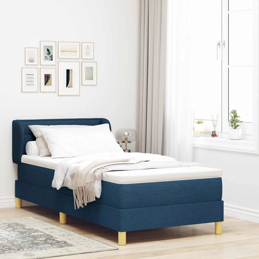 Letto a molle con materasso-Struttura Letto con Materasso Blu 100 x 200 cm Tessuto 651943