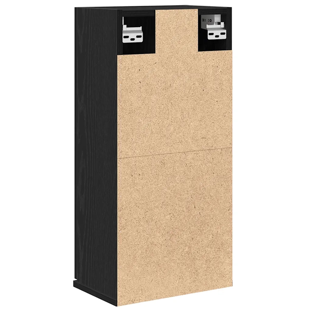 Mobile contenitore a parete in legno composito 32 x 20 x 67 cm salvaspazio design classico in legno nero 02_0051806
