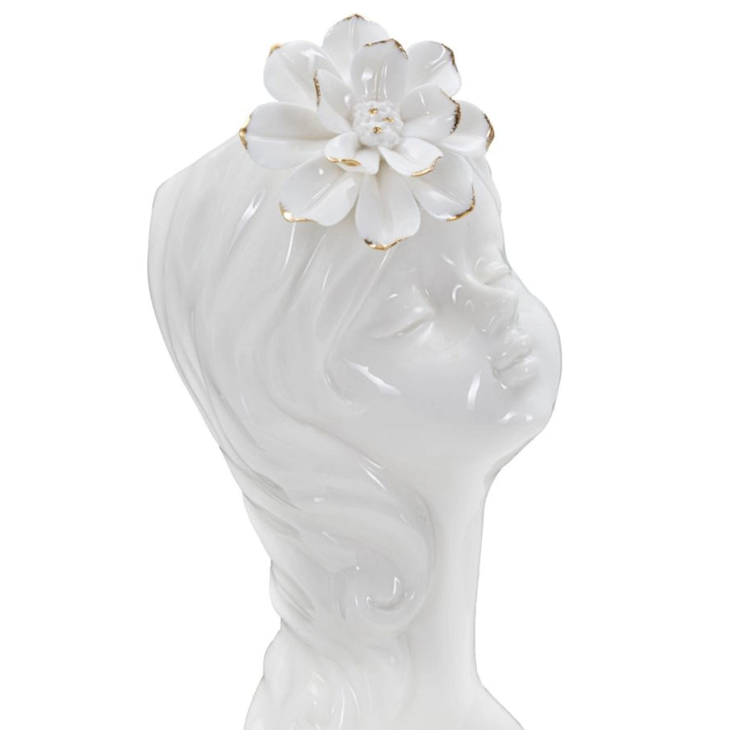 Vaso Decorativo Viso 34, Bianco, Porcellana, 10,5x10x24,7 cm