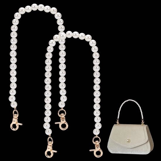 Borsa a Tracolla con Catena - Imitazione Perla - Maniglia Corta - 41cm - Decorazione della Borsa - Portafoglio Clutch - Borsa da Braccio