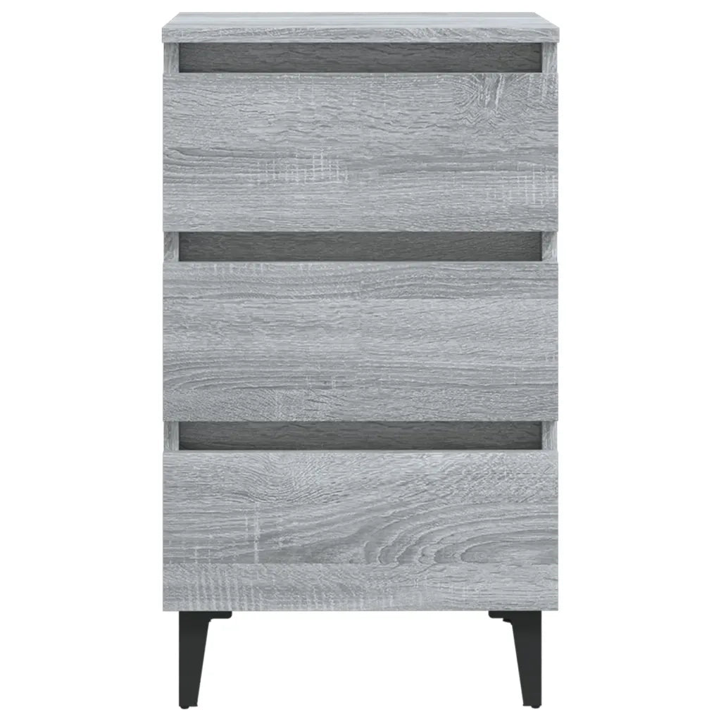 Comodino | Armadio da Notte | Mobiletto da notte con Gambe in Metallo Grigio Sonoma 40x35x69 cm