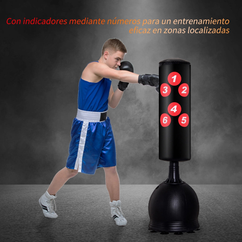 Saco de Boxeo de Pie 165 cm con Base Rellenable de Agua o Arena ¨C zephmum ¨C 50x50x165 cm Nero