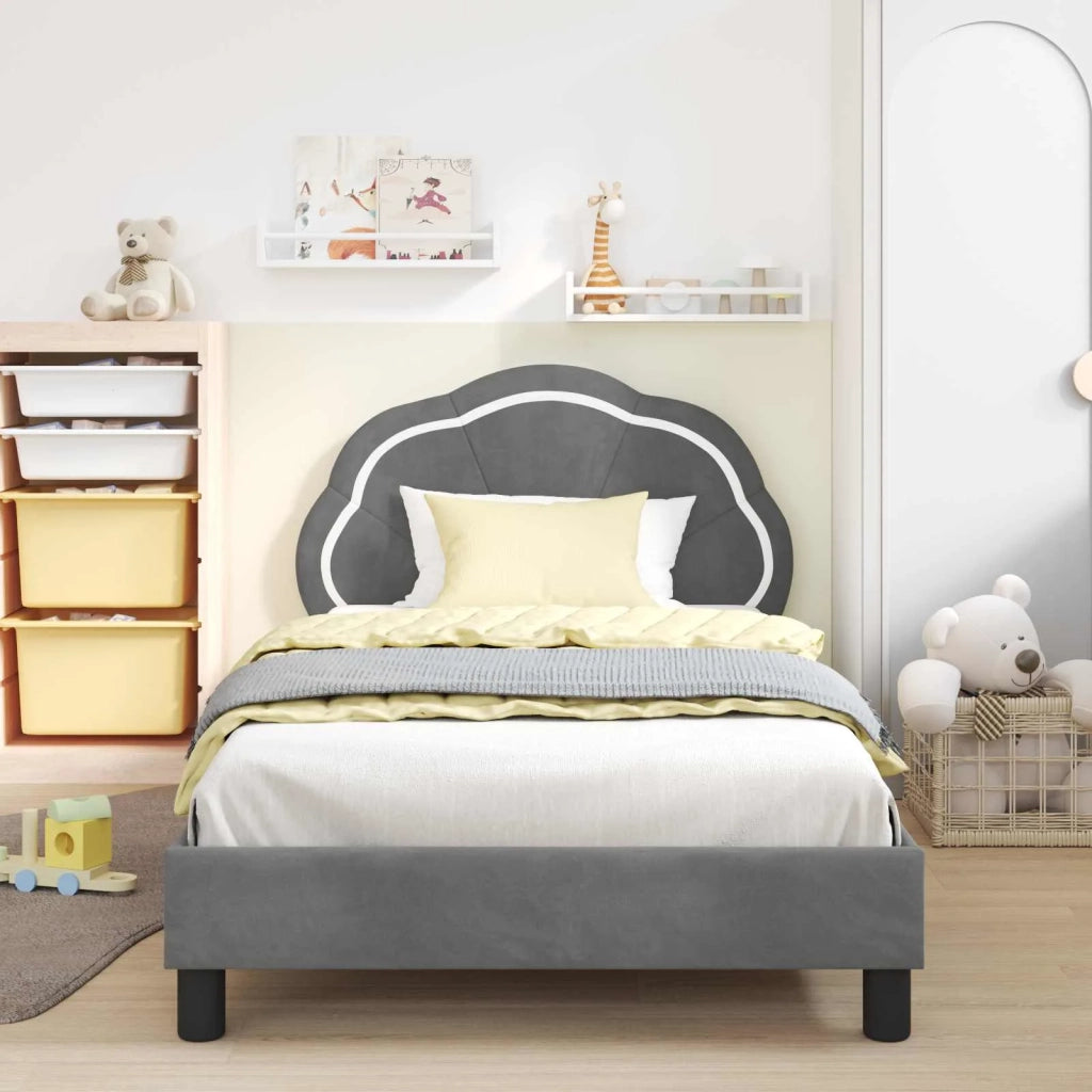 Struttura letto Bambini | Letto Infantile | Lettino con testata Grigio Scuro 90 x 200 cm