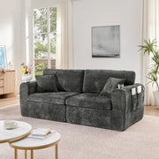Divano 2 Posti Relax in Chenille con Cuscini ¨C MINIMAL ¨C Nero