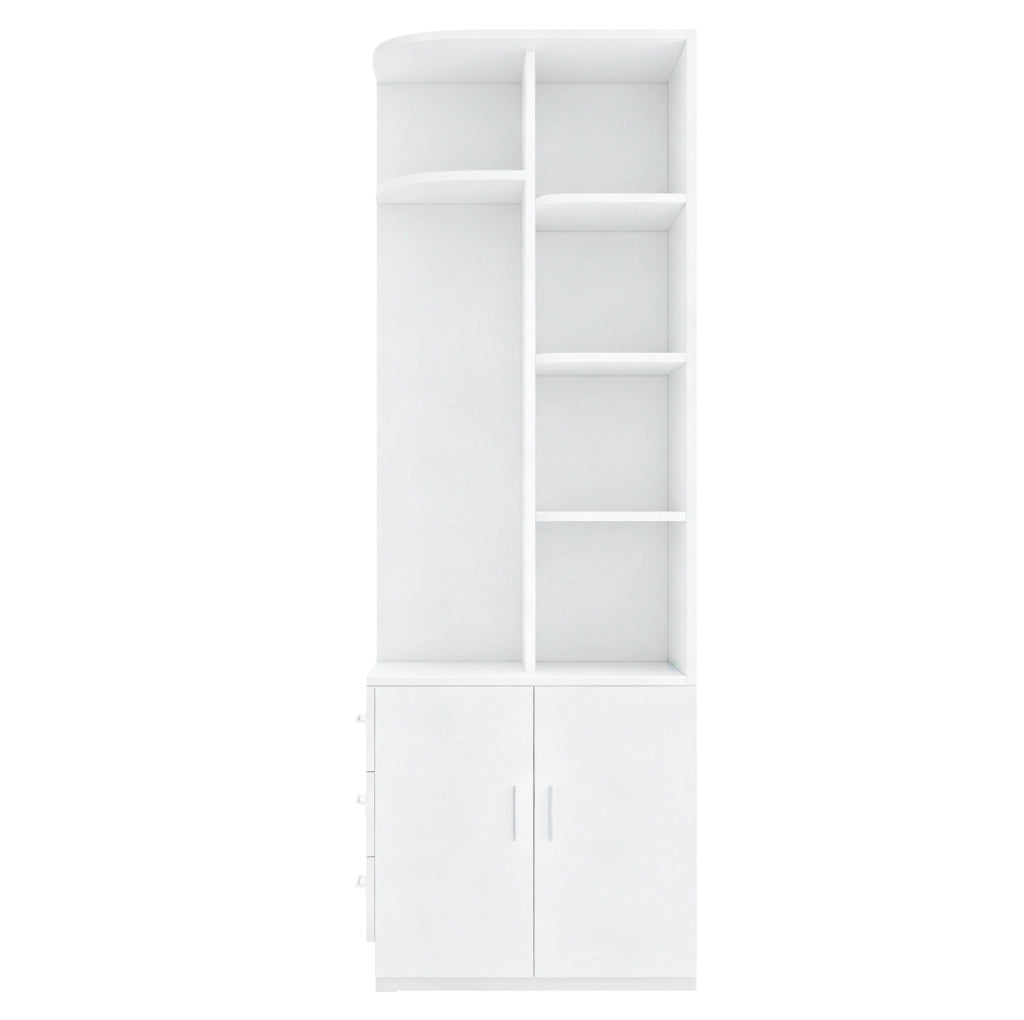Armadio bianco 70x55x175 cm con ripiani multipiano e appendiabiti ampio