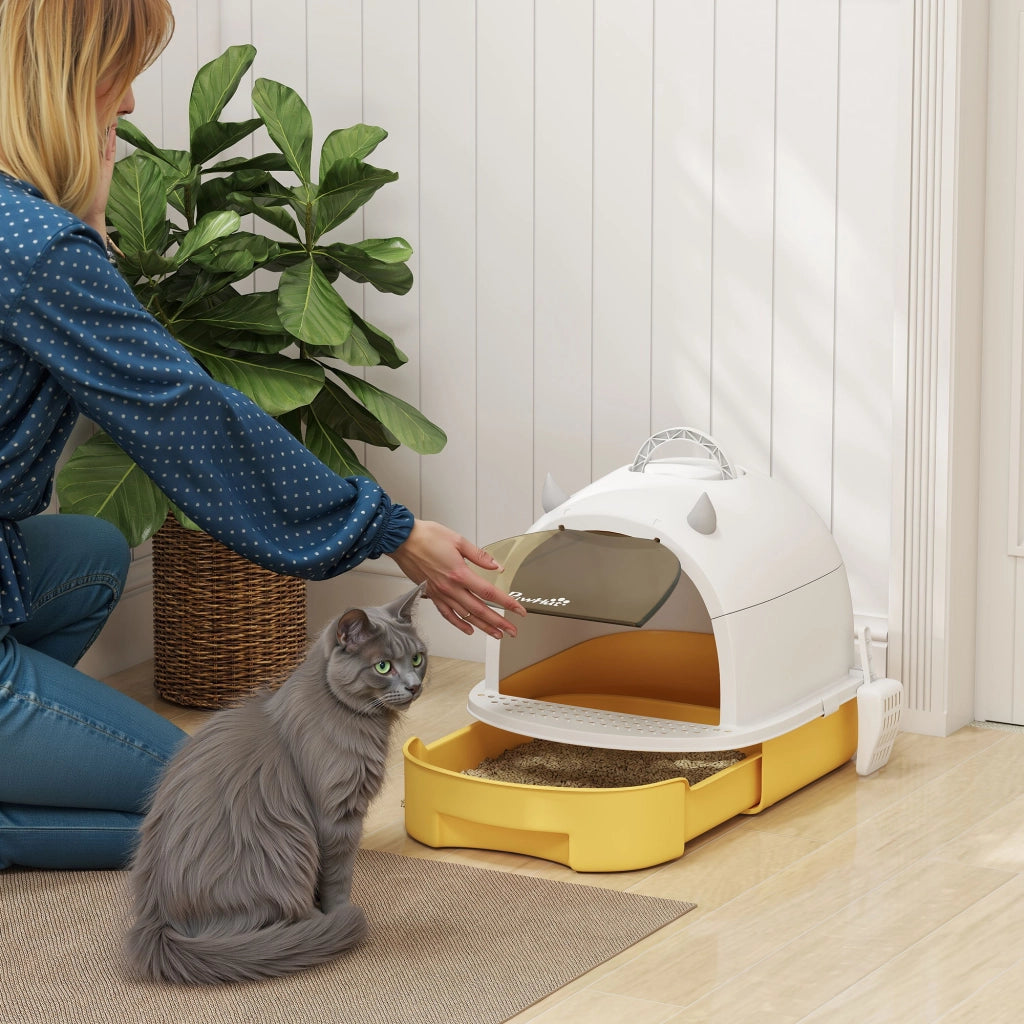 Casetta igienica per gatti chiusa ¨C zephmum ¨C giallo 40.5x52x39 cm
