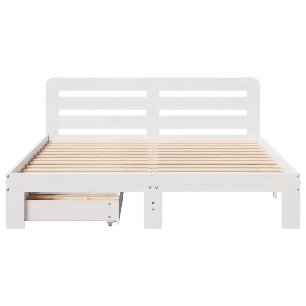 Letto senza Materasso Bianco 135x190 cm Legno Massello di Pino 3309870