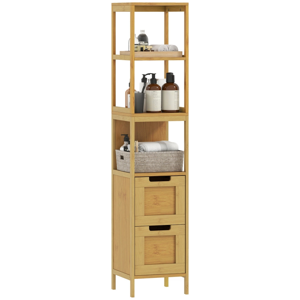 Armadietto per Bagno con Ripiani e Cassetti ¨C zephmum ¨C 30x30x144 cm