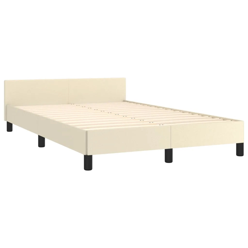 Letto matrimoniale | Letto per adulti | Giroletto con Testiera Crema 120x200 cm in Similpelle