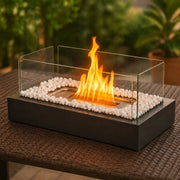 ZMH Camino da tavolo portatile a bioetanolo rettangolo e nero 35x18x15cm decorativo per interni ed esterni