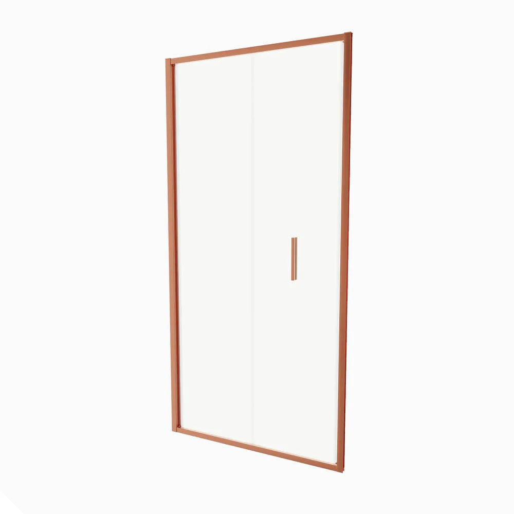 Porta doccia 90cm con apertura a libro profili slim rame spazzolato vetro 6mm trasparente anticalcare h190 | Portofino