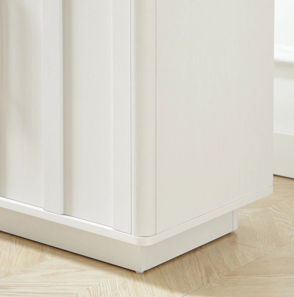 Sideboard con ante ad arco, 160 cm, MDF bianco e nero con cerniere soft-close e fissaggio anticaduta