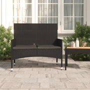 Panca da Giardino a 2 Posti-Sgabello-Panca da esterno con Cuscini in Polyrattan Nero 279515