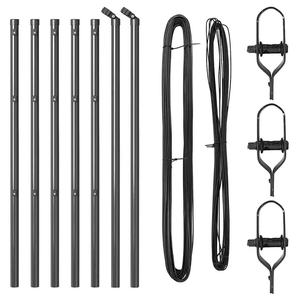 Palo della recinzione 7 pcs Grigio Acciaio 42004204