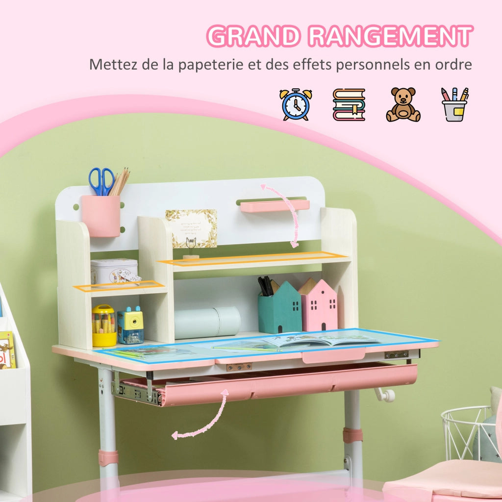 Scrivania regolabile per bambini con sedia ¨C Minimal ¨C rosa 80x52x88-109cm