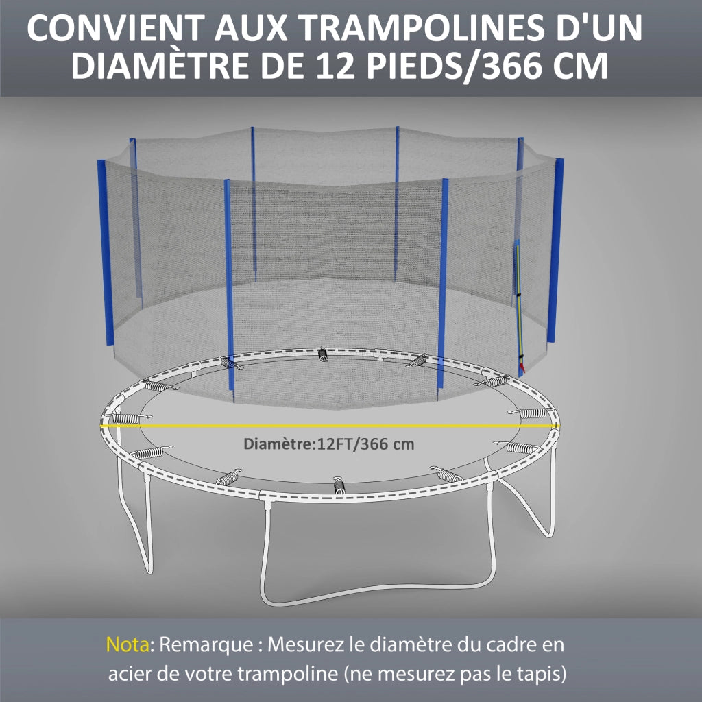 Rete di Sicurezza per Trampolino ¨C zephmum ¨C 366 cm Diametro, 8 Montanti