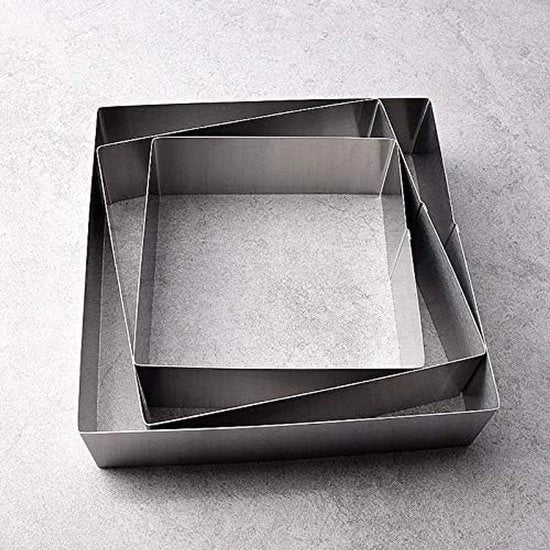 Set di supporto per torta - quadrato - 3 pezzi - 12/15/18 cm