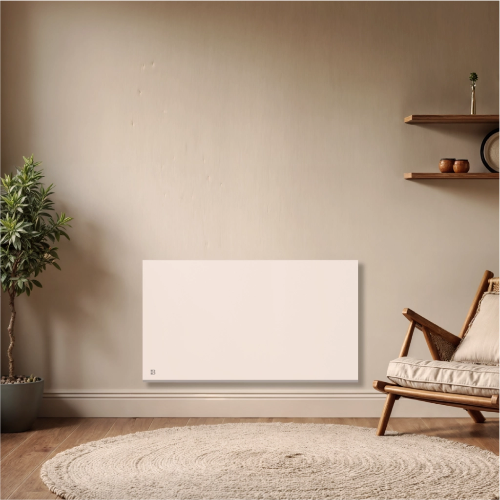 Radiatore elettrico fisso connesso WIFI con inerzia ceramica a secco 1500W NESSA CONNECT orizzontale bianco