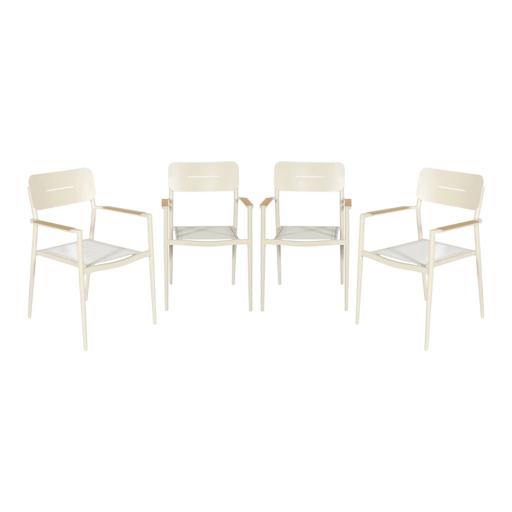 Set 4 sedie da giardino in alluminio e textilene, beige
