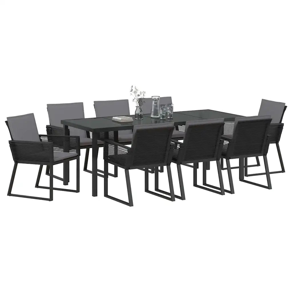 Set da Pranzo per Giardino 9 pcs Nero 3379323