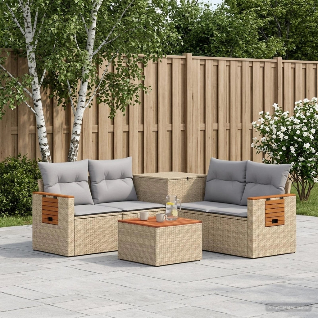 Set di divani 6 pz Beige e Grigio Chiaro 3447679