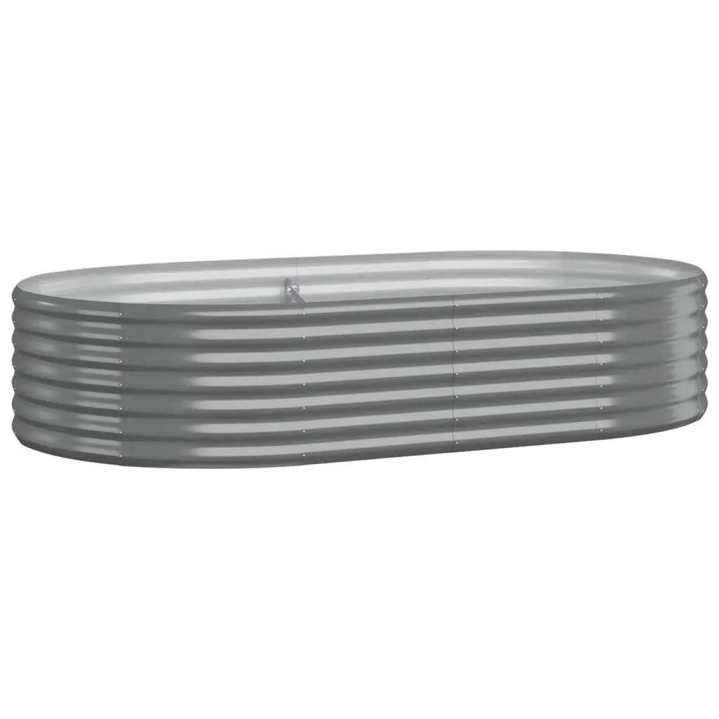 Aiuola ovale rialzata 175 x 100 x 36 cm pratica e resistente alle intemperie realizzata in acciaio zincato grigio 02_0046576