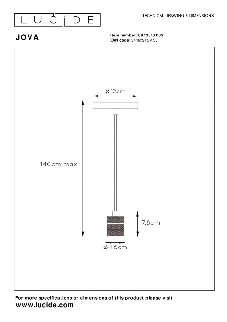 Lampada a sospensione moderna Jova oro E27 60W Lucide