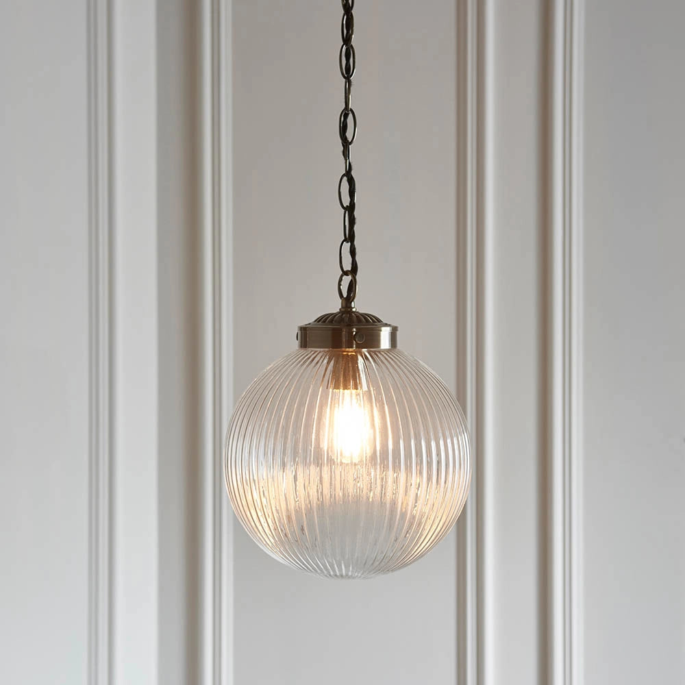 Lampada a sospensione vintage ottone globo Ø25 E27