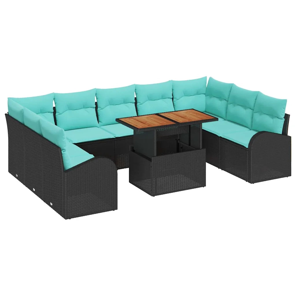 Set Divano da Giardino 10 pcs Nero Poly Rattan 3358370
