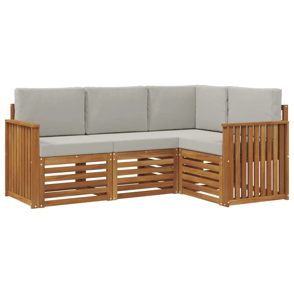 Set divani con cuscino 4 pcs Grigio Naturale e Chiaro 3374726