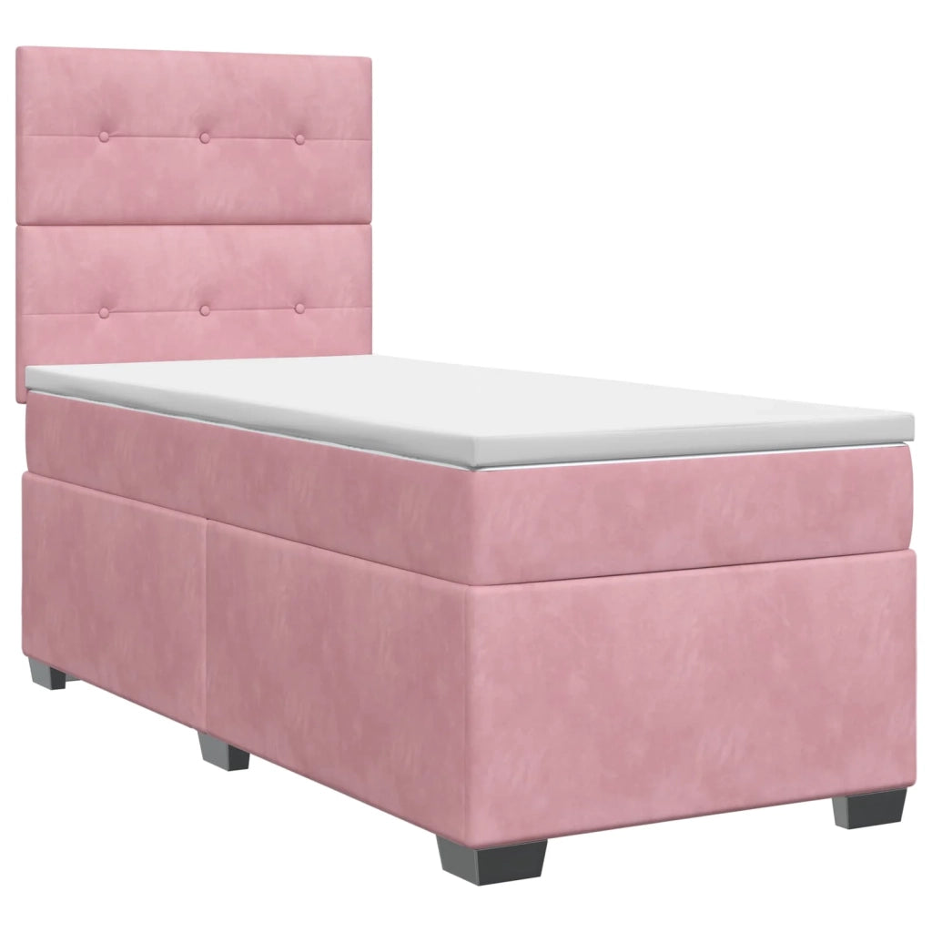 Letto box spring con materasso Rosa 100 x 200 cm Velluto 3453589