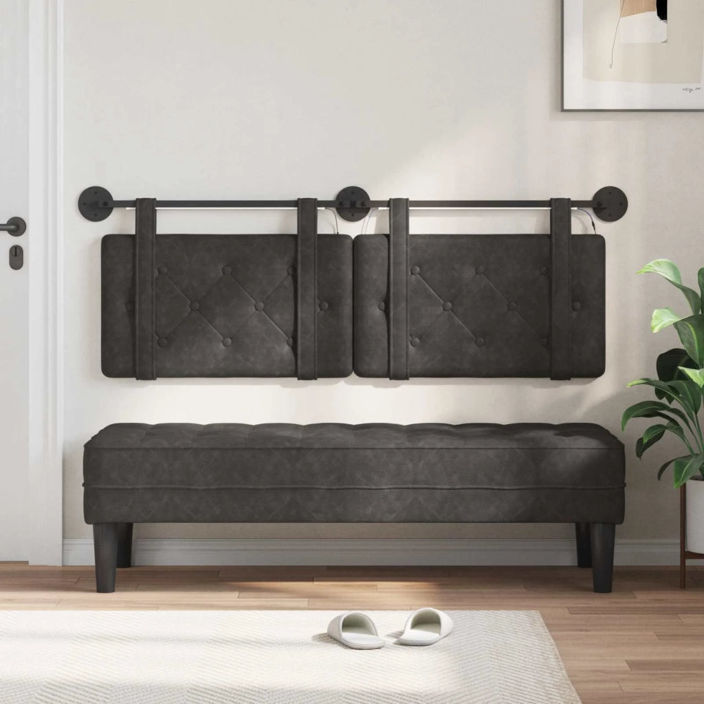 Testiera sospesa Con luce LED Nero PU Antico 3424160
