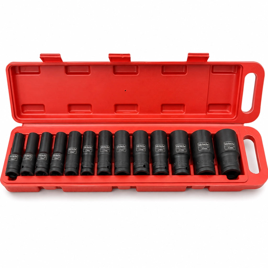 13 Bussole Impatto 1/2 10-32 mm Cr-V Set Esagonale VHT02101